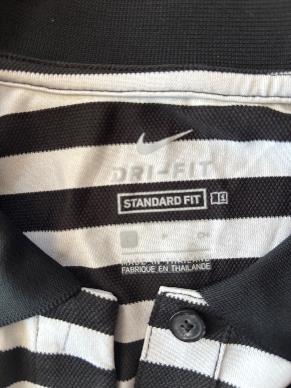 Nike Black and White Striped Golf or Tennis Polo - Picture 2 of 2